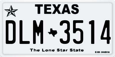 TX license plate DLM3514