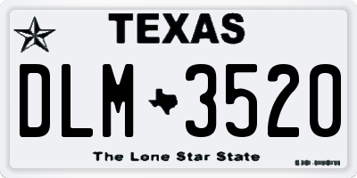 TX license plate DLM3520