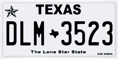 TX license plate DLM3523