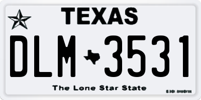 TX license plate DLM3531