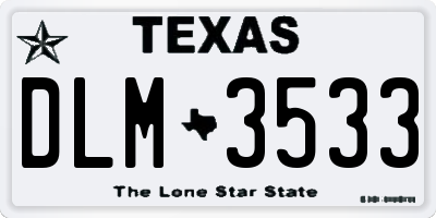 TX license plate DLM3533