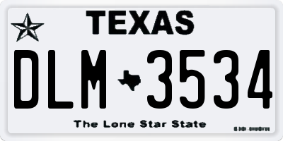 TX license plate DLM3534