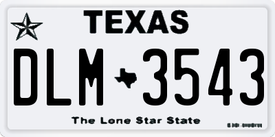 TX license plate DLM3543