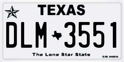 TX license plate DLM3551