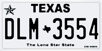 TX license plate DLM3554