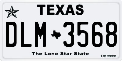 TX license plate DLM3568