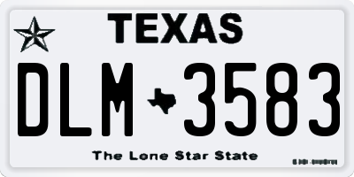 TX license plate DLM3583