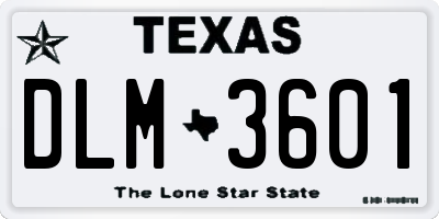 TX license plate DLM3601