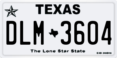 TX license plate DLM3604