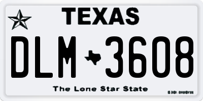 TX license plate DLM3608