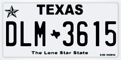 TX license plate DLM3615