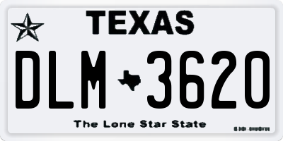 TX license plate DLM3620