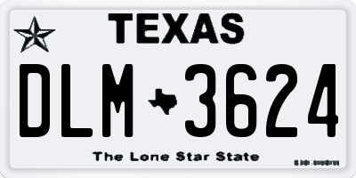 TX license plate DLM3624