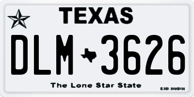 TX license plate DLM3626