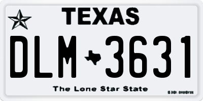 TX license plate DLM3631