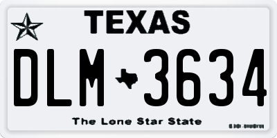 TX license plate DLM3634