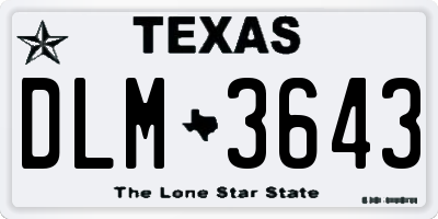 TX license plate DLM3643