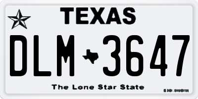 TX license plate DLM3647