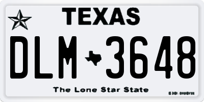 TX license plate DLM3648
