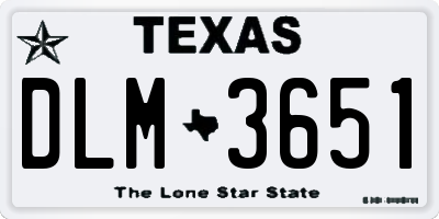 TX license plate DLM3651