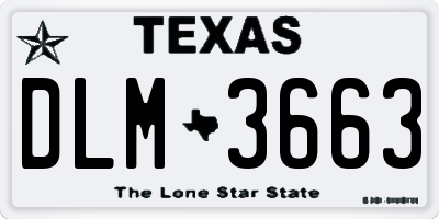 TX license plate DLM3663