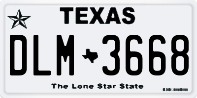 TX license plate DLM3668
