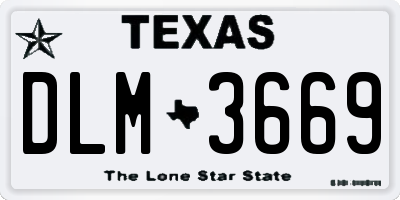 TX license plate DLM3669