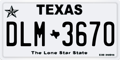 TX license plate DLM3670