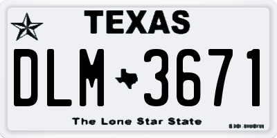 TX license plate DLM3671