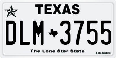TX license plate DLM3755