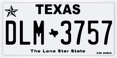 TX license plate DLM3757