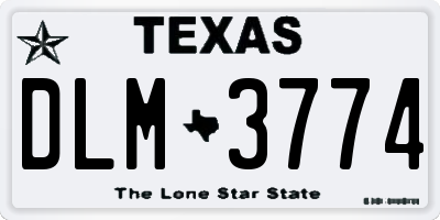 TX license plate DLM3774