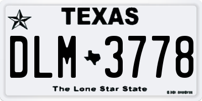 TX license plate DLM3778