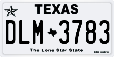 TX license plate DLM3783