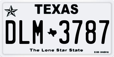 TX license plate DLM3787
