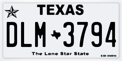 TX license plate DLM3794