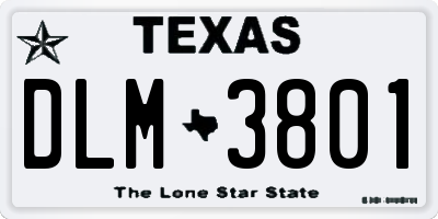 TX license plate DLM3801