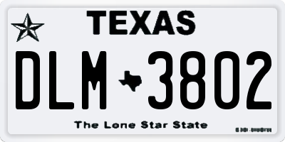 TX license plate DLM3802