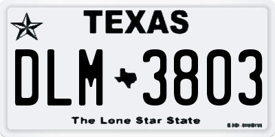 TX license plate DLM3803