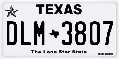 TX license plate DLM3807