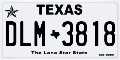 TX license plate DLM3818