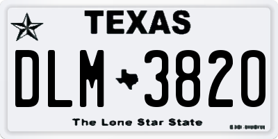 TX license plate DLM3820