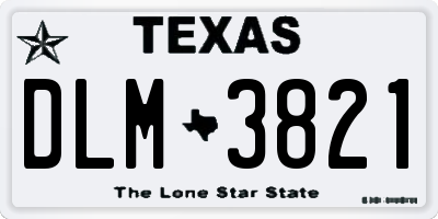 TX license plate DLM3821