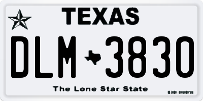TX license plate DLM3830