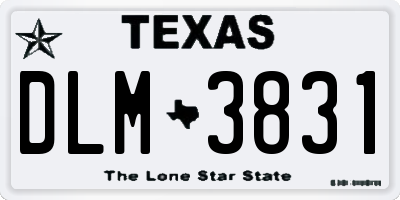 TX license plate DLM3831