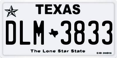 TX license plate DLM3833
