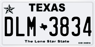 TX license plate DLM3834