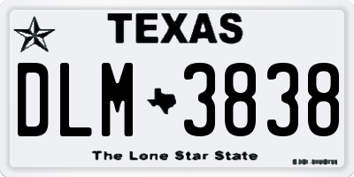 TX license plate DLM3838