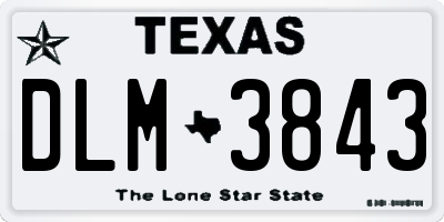 TX license plate DLM3843