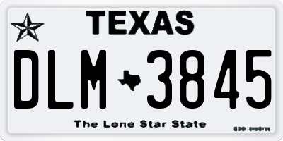 TX license plate DLM3845